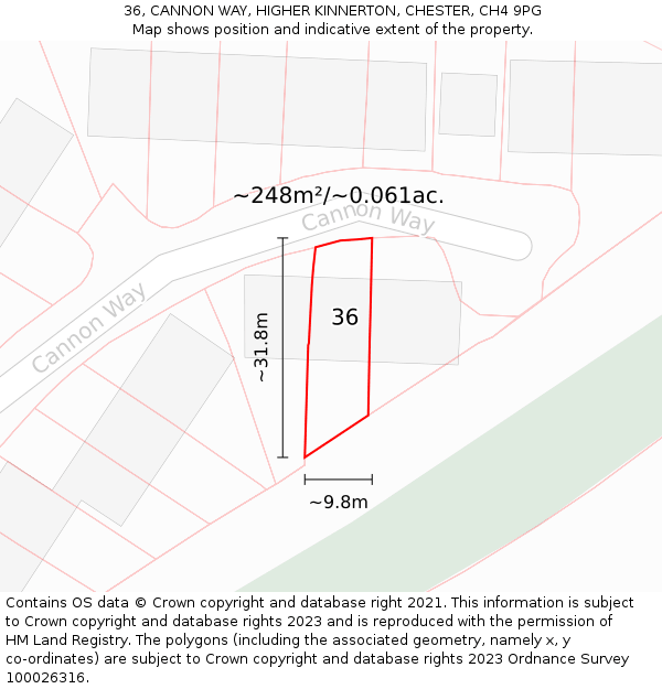 36, CANNON WAY, HIGHER KINNERTON, CHESTER, CH4 9PG: Plot and title map