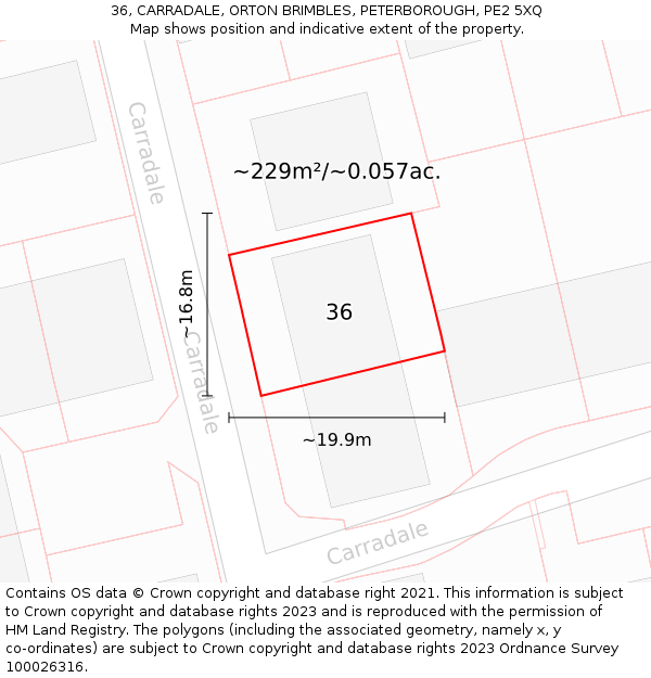 36, CARRADALE, ORTON BRIMBLES, PETERBOROUGH, PE2 5XQ: Plot and title map