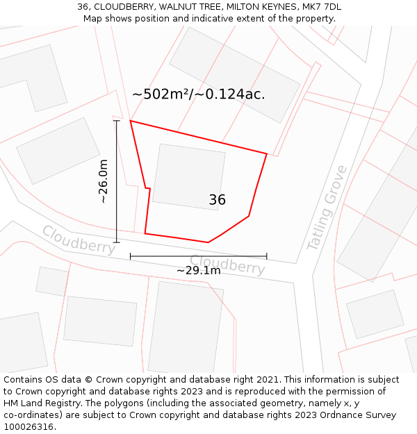 36, CLOUDBERRY, WALNUT TREE, MILTON KEYNES, MK7 7DL: Plot and title map