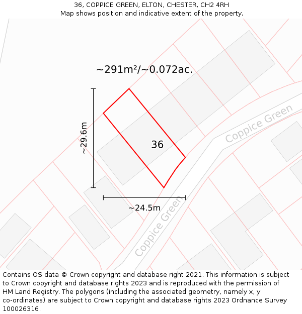36, COPPICE GREEN, ELTON, CHESTER, CH2 4RH: Plot and title map