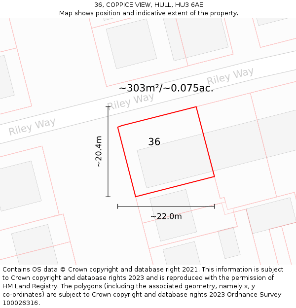 36, COPPICE VIEW, HULL, HU3 6AE: Plot and title map