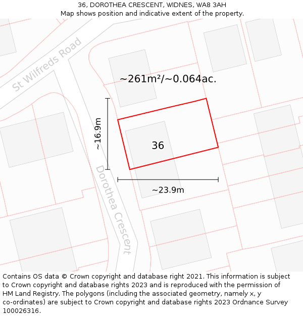 36, DOROTHEA CRESCENT, WIDNES, WA8 3AH: Plot and title map