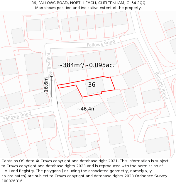 36, FALLOWS ROAD, NORTHLEACH, CHELTENHAM, GL54 3QQ: Plot and title map