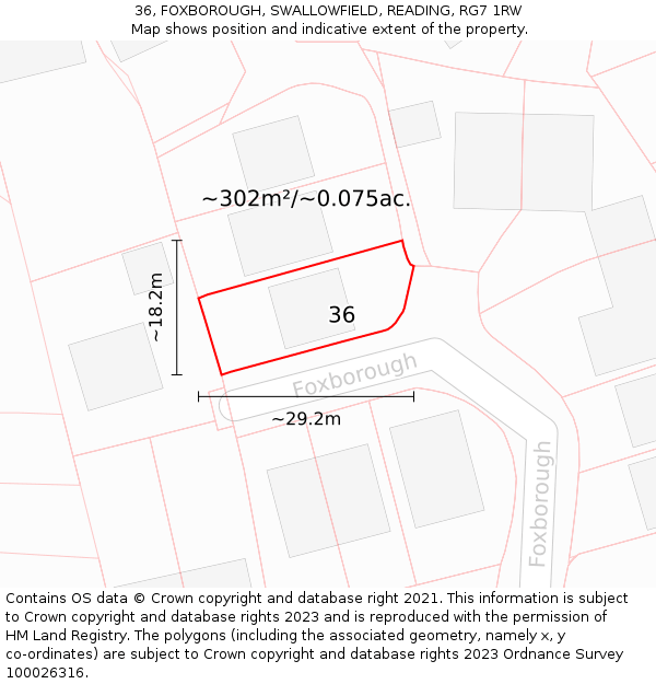 36, FOXBOROUGH, SWALLOWFIELD, READING, RG7 1RW: Plot and title map