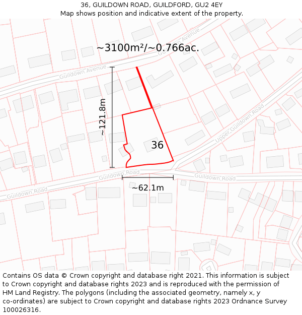 36, GUILDOWN ROAD, GUILDFORD, GU2 4EY: Plot and title map