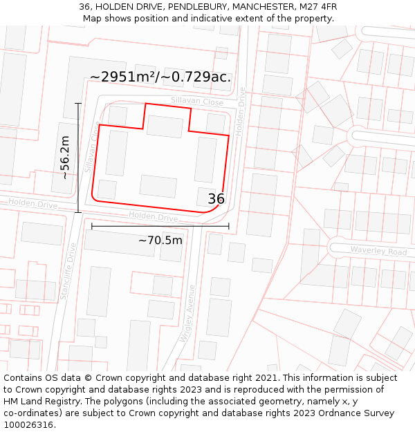 36, HOLDEN DRIVE, PENDLEBURY, MANCHESTER, M27 4FR: Plot and title map