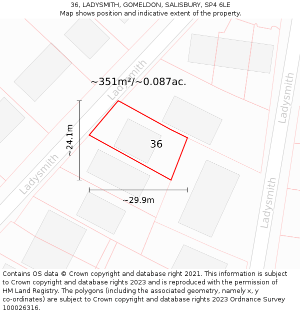 36, LADYSMITH, GOMELDON, SALISBURY, SP4 6LE: Plot and title map