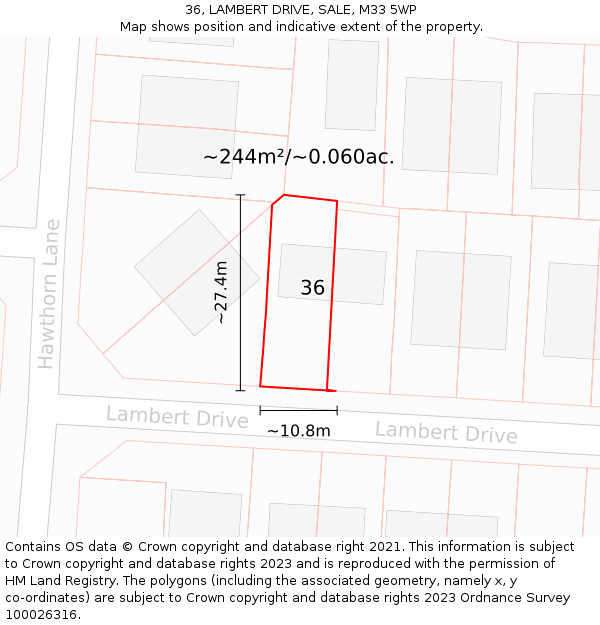 36, LAMBERT DRIVE, SALE, M33 5WP: Plot and title map