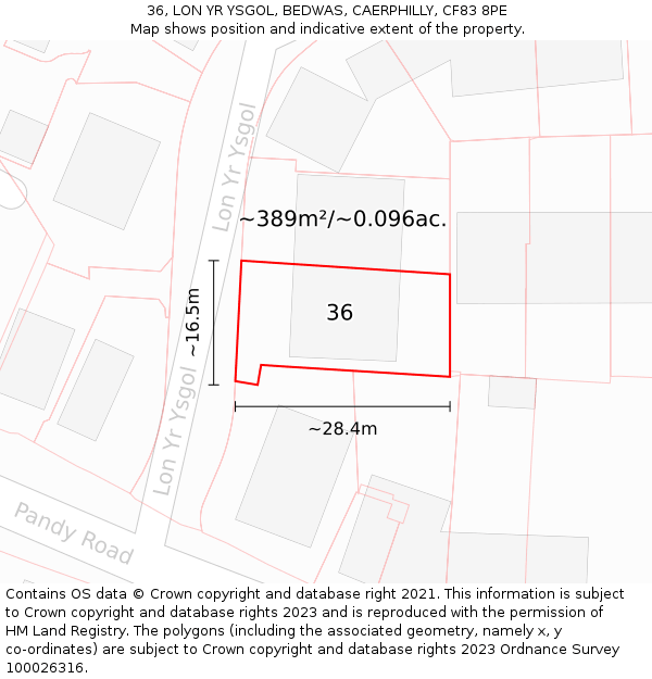 36, LON YR YSGOL, BEDWAS, CAERPHILLY, CF83 8PE: Plot and title map