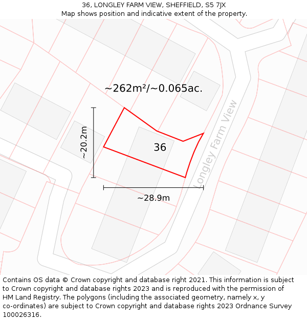 36, LONGLEY FARM VIEW, SHEFFIELD, S5 7JX: Plot and title map