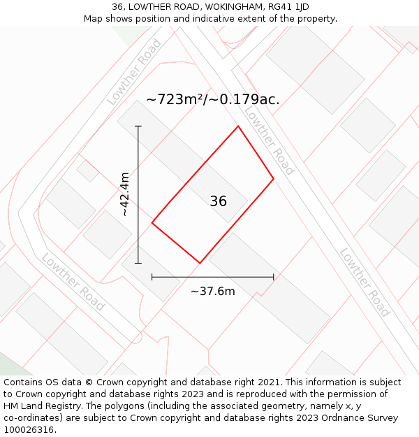 36, LOWTHER ROAD, WOKINGHAM, RG41 1JD: Plot and title map
