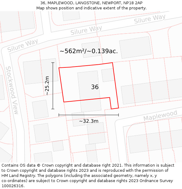 36, MAPLEWOOD, LANGSTONE, NEWPORT, NP18 2AP: Plot and title map