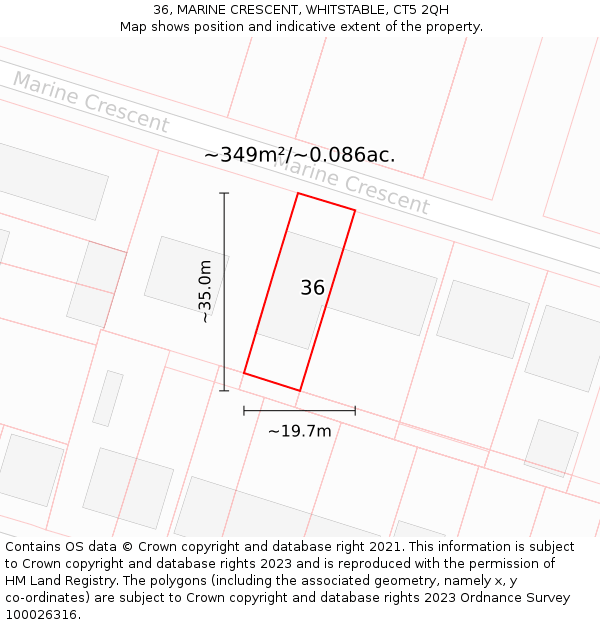 36, MARINE CRESCENT, WHITSTABLE, CT5 2QH: Plot and title map