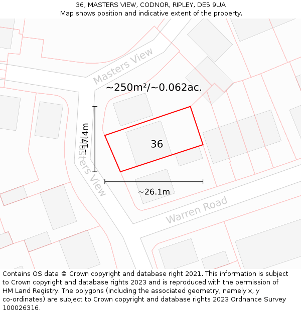 36, MASTERS VIEW, CODNOR, RIPLEY, DE5 9UA: Plot and title map