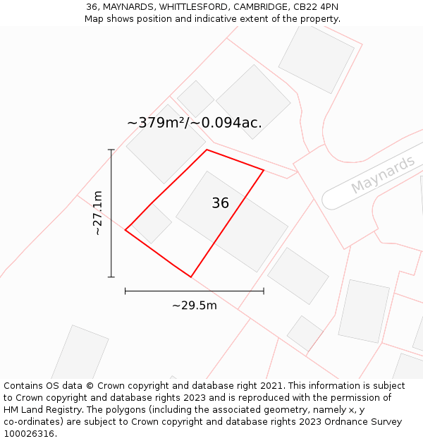 36, MAYNARDS, WHITTLESFORD, CAMBRIDGE, CB22 4PN: Plot and title map