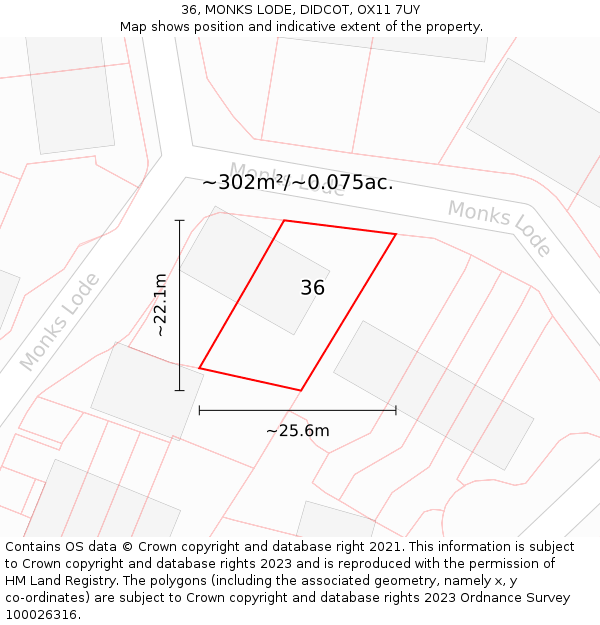 36, MONKS LODE, DIDCOT, OX11 7UY: Plot and title map
