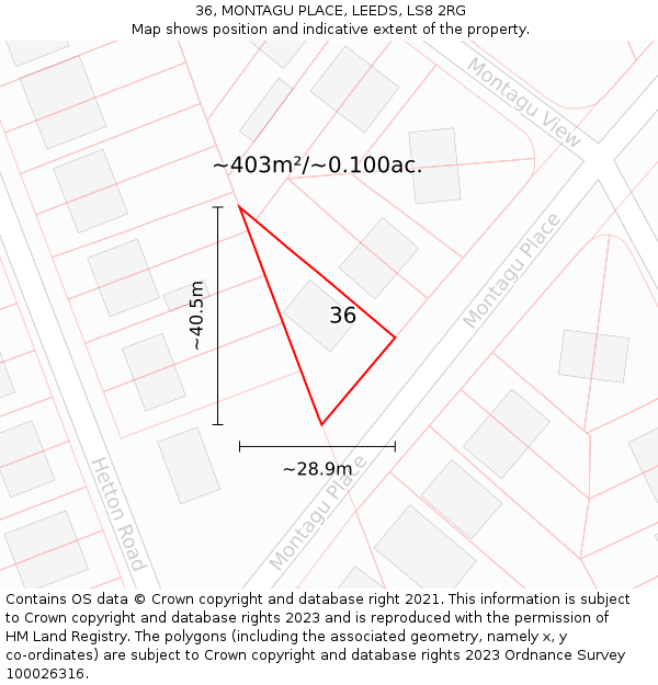 36, MONTAGU PLACE, LEEDS, LS8 2RG: Plot and title map