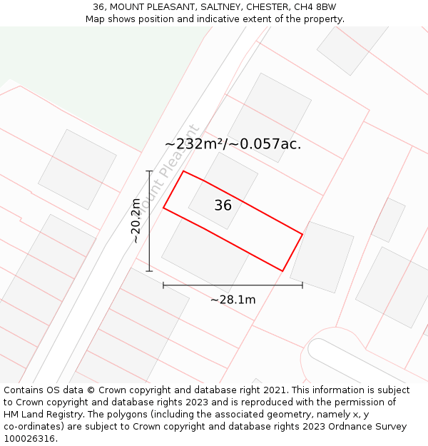 36, MOUNT PLEASANT, SALTNEY, CHESTER, CH4 8BW: Plot and title map