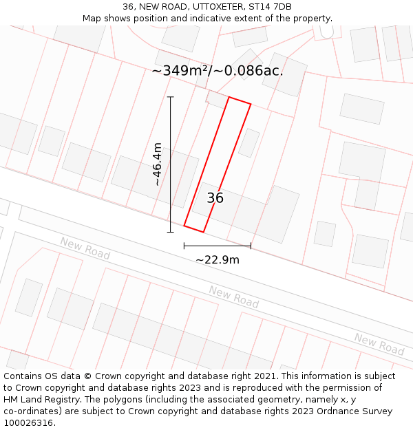 36, NEW ROAD, UTTOXETER, ST14 7DB: Plot and title map