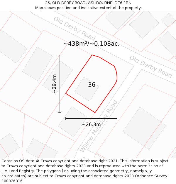 36, OLD DERBY ROAD, ASHBOURNE, DE6 1BN: Plot and title map