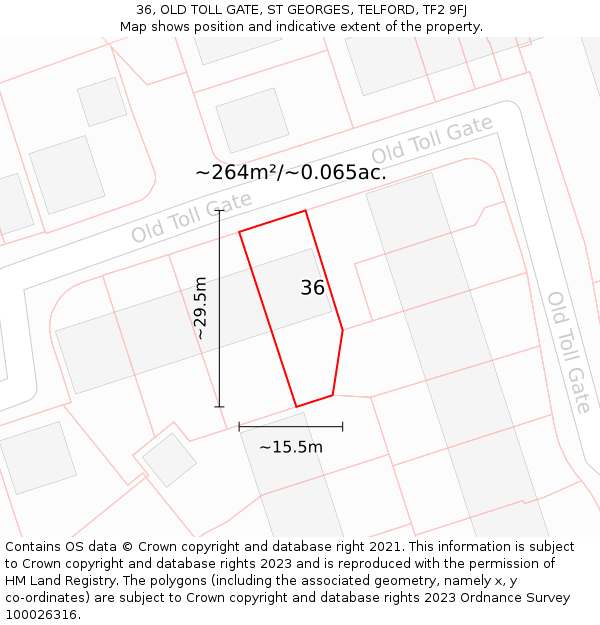 36, OLD TOLL GATE, ST GEORGES, TELFORD, TF2 9FJ: Plot and title map