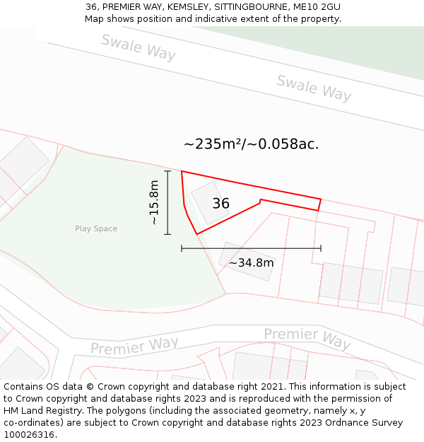 36, PREMIER WAY, KEMSLEY, SITTINGBOURNE, ME10 2GU: Plot and title map