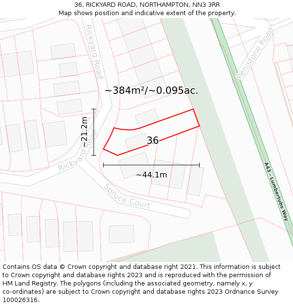 36, RICKYARD ROAD, NORTHAMPTON, NN3 3RR: Plot and title map