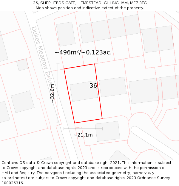 36, SHEPHERDS GATE, HEMPSTEAD, GILLINGHAM, ME7 3TG: Plot and title map