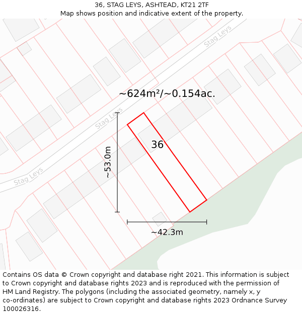36, STAG LEYS, ASHTEAD, KT21 2TF: Plot and title map