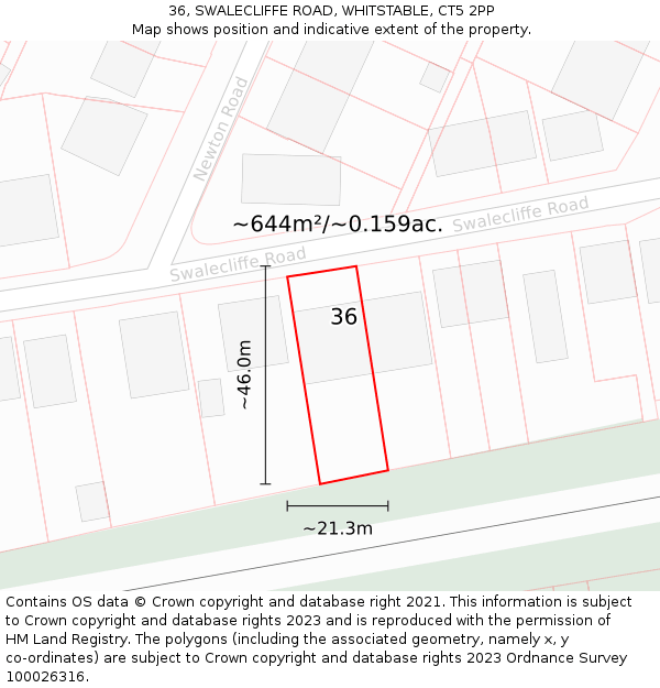 36, SWALECLIFFE ROAD, WHITSTABLE, CT5 2PP: Plot and title map