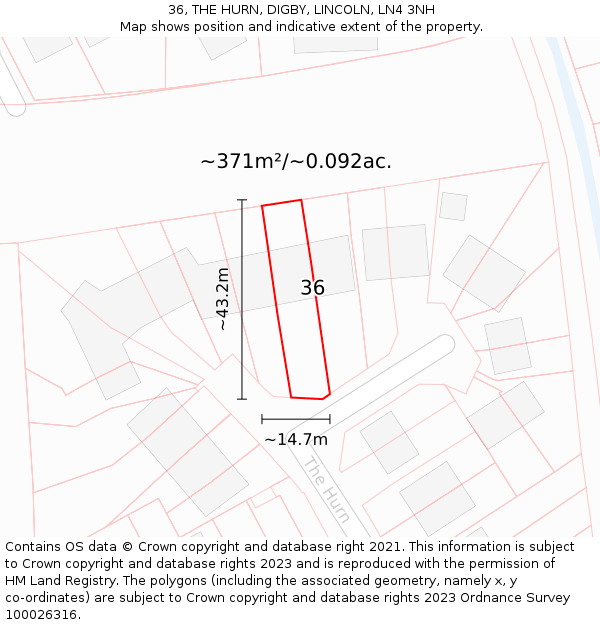 36, THE HURN, DIGBY, LINCOLN, LN4 3NH: Plot and title map