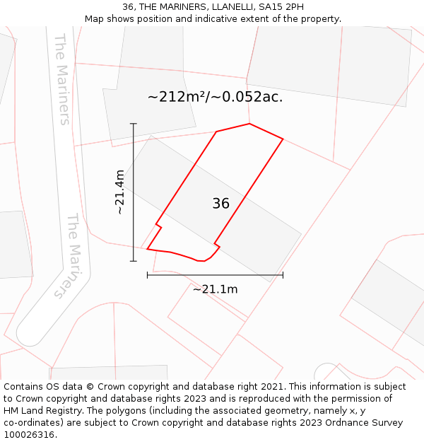 36, THE MARINERS, LLANELLI, SA15 2PH: Plot and title map