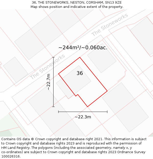 36, THE STONEWORKS, NESTON, CORSHAM, SN13 9ZE: Plot and title map
