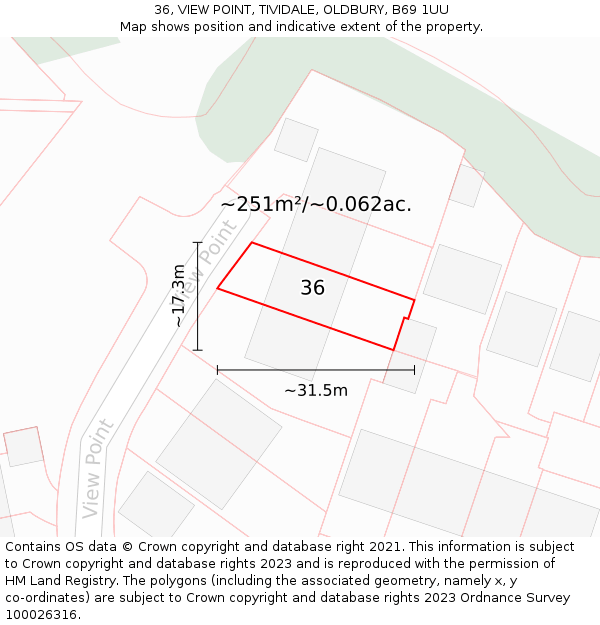 36, VIEW POINT, TIVIDALE, OLDBURY, B69 1UU: Plot and title map