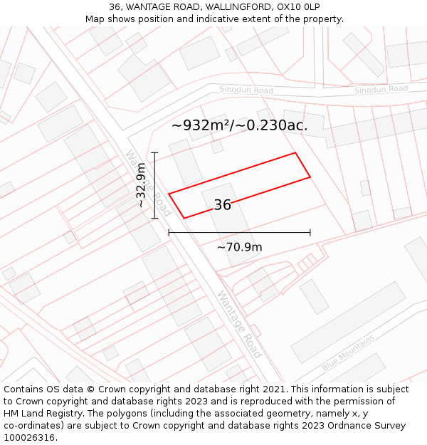 36, WANTAGE ROAD, WALLINGFORD, OX10 0LP: Plot and title map