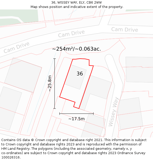 36, WISSEY WAY, ELY, CB6 2WW: Plot and title map