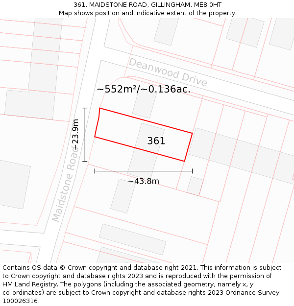 361, MAIDSTONE ROAD, GILLINGHAM, ME8 0HT: Plot and title map