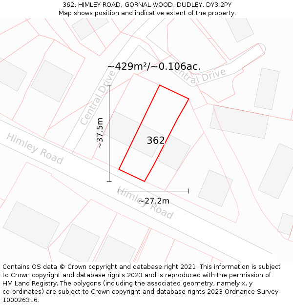 362, HIMLEY ROAD, GORNAL WOOD, DUDLEY, DY3 2PY: Plot and title map