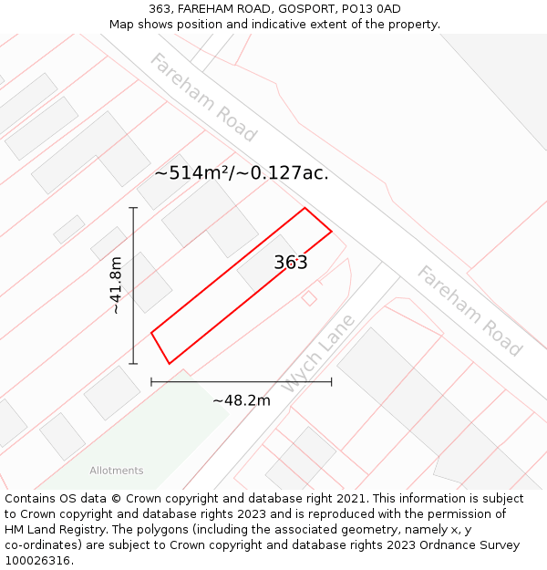363, FAREHAM ROAD, GOSPORT, PO13 0AD: Plot and title map