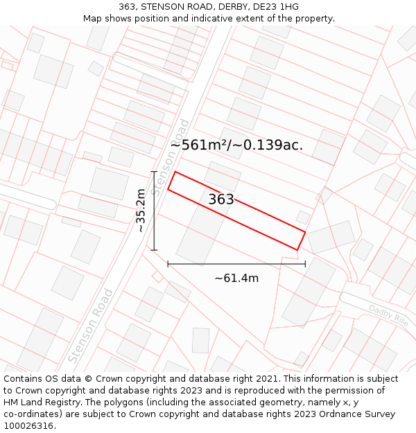 363, STENSON ROAD, DERBY, DE23 1HG: Plot and title map