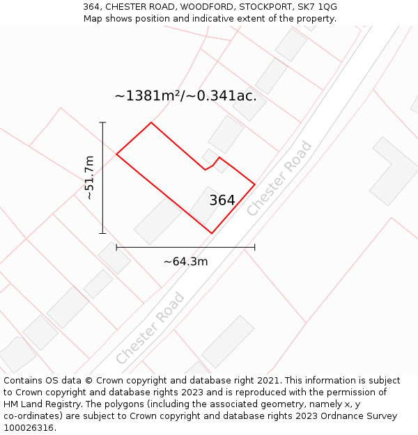 364, CHESTER ROAD, WOODFORD, STOCKPORT, SK7 1QG: Plot and title map