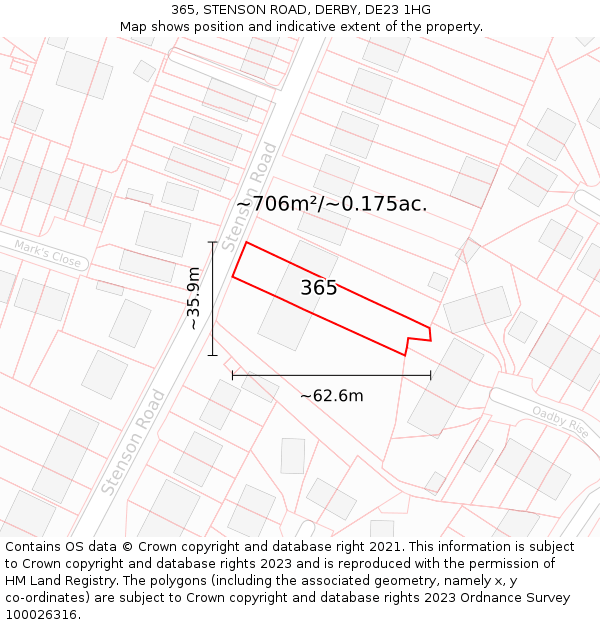 365, STENSON ROAD, DERBY, DE23 1HG: Plot and title map
