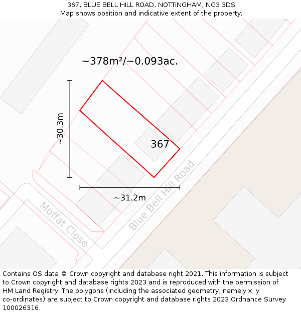 367, BLUE BELL HILL ROAD, NOTTINGHAM, NG3 3DS: Plot and title map