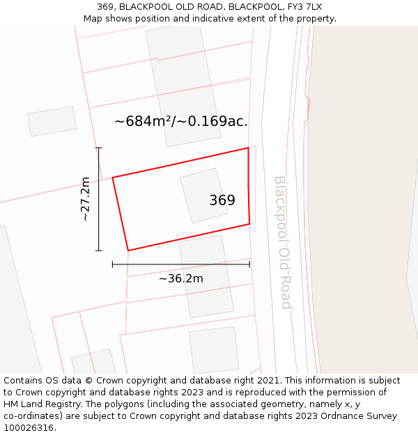 369, BLACKPOOL OLD ROAD, BLACKPOOL, FY3 7LX: Plot and title map