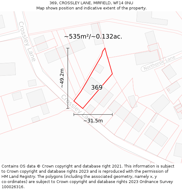369, CROSSLEY LANE, MIRFIELD, WF14 0NU: Plot and title map