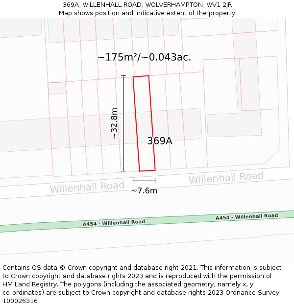 369A, WILLENHALL ROAD, WOLVERHAMPTON, WV1 2JR: Plot and title map
