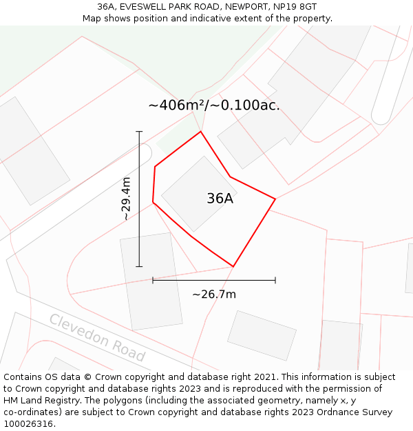 36A, EVESWELL PARK ROAD, NEWPORT, NP19 8GT: Plot and title map