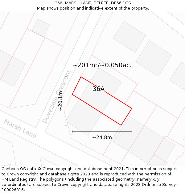 36A, MARSH LANE, BELPER, DE56 1GS: Plot and title map