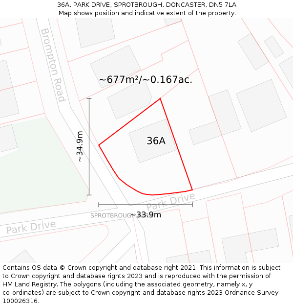 36A, PARK DRIVE, SPROTBROUGH, DONCASTER, DN5 7LA: Plot and title map