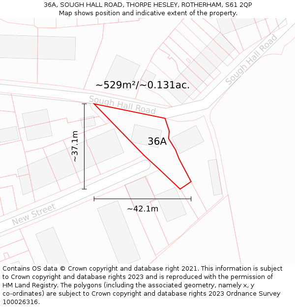 36A, SOUGH HALL ROAD, THORPE HESLEY, ROTHERHAM, S61 2QP: Plot and title map